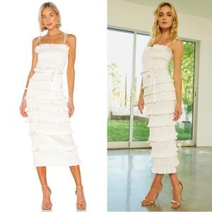 V. CHAPMAN LILY WHITE TIERED SMOCKED RUFFLE DRESS SIZE 6